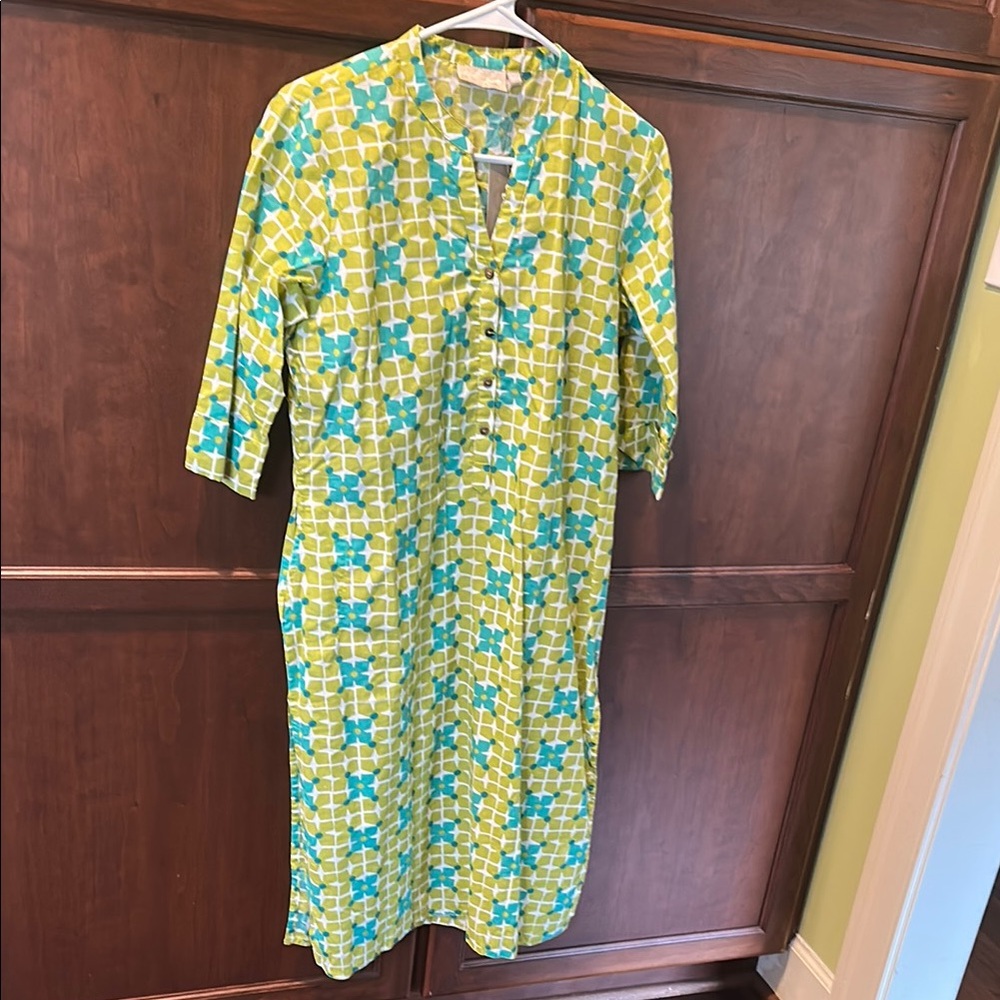 Ulta Beauty Yellow and Blue Resort Kurta with 3/4 Sleeves